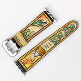 American Darling I watch Strap Genuine Leather With Beautiful Cactus Hand Painted Smart Watch Strap