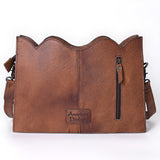 American Darling Hair-On Cowhide Cross Body Bag with Hand-Tooled Floral Carving Croc Emboss Buck Stitching Adjustable Strap & YKK Zipper