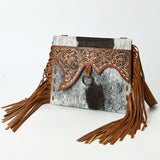 American Darling Wristlet Beautifully Hand Tooled  Hair-On Genuine Leather women bag western handbag purse