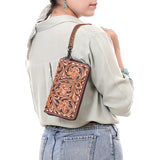 American Darling Wristlet Beautifully Hand Tooled  Genuine Leather women bag western handbag purse