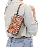 American Darling Wristlet Beautifully Hand Tooled  Genuine Leather women bag western handbag purse