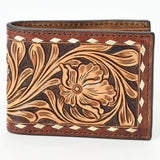 American Darling Hand-Tooled Leather Wallet Hand Bag with Floral Carving Buck Stitching Full-Grain Leather Compartments & Durable Construction