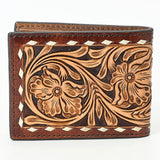 American Darling Hand-Tooled Leather Wallet Hand Bag with Floral Carving Buck Stitching Full-Grain Leather Compartments & Durable Construction