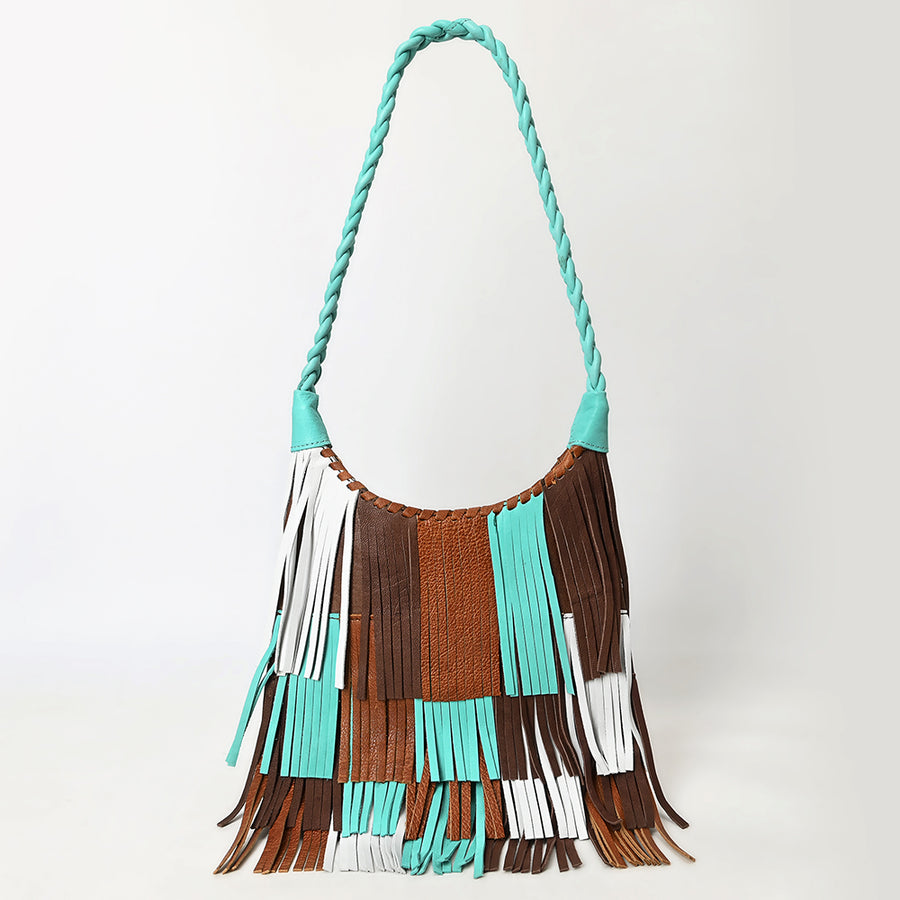 American Darling Leather Hobo Bag with Braided Strap Fringe Accents Full-Grain Leather Construction Spacious Interior & Secure YKK Zipper