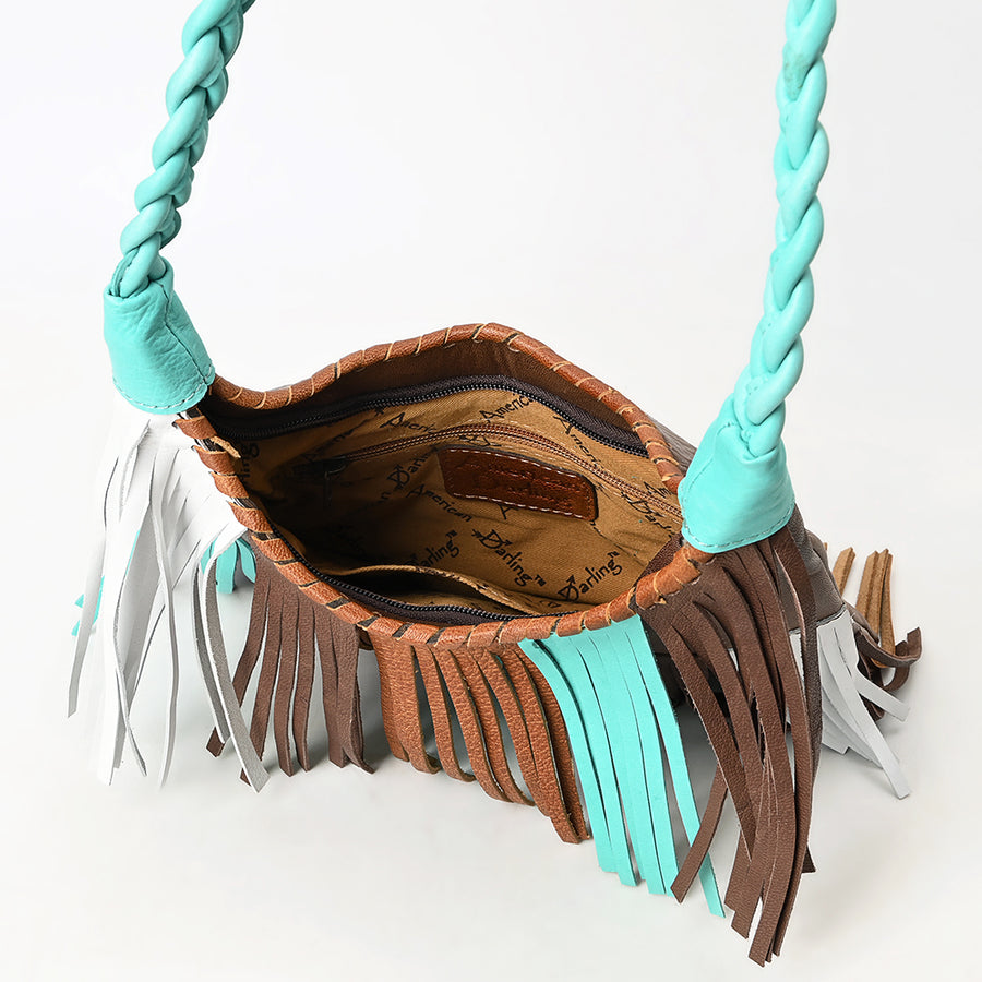 American Darling Leather Hobo Bag with Braided Strap Fringe Accents Full-Grain Leather Construction Spacious Interior & Secure YKK Zipper