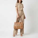 American Darling Hand-Tooled Leather Tote Bag with Arrow Carving Full-Grain Leather Spacious Interior Dual Handles & Secure YKK Zipper