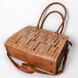 American Darling Hand-Tooled Leather Tote Bag with Arrow Carving Full-Grain Leather Spacious Interior Dual Handles & Secure YKK Zipper