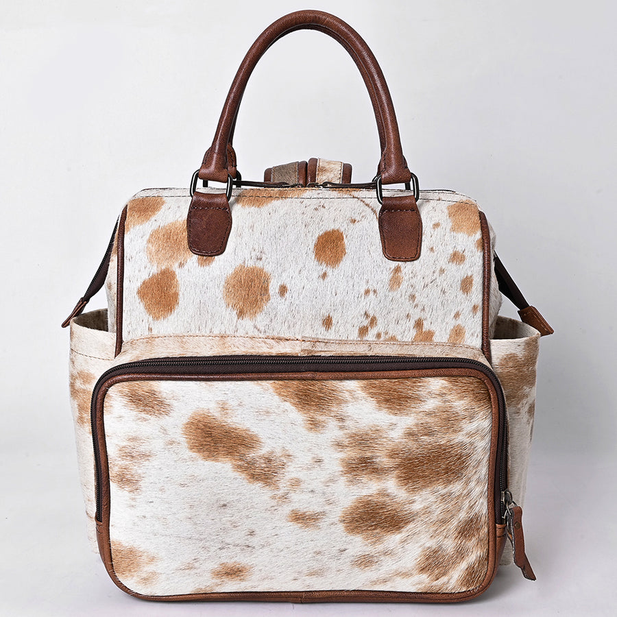 American Darling Western Leather Backpack Bag with Hair-On Cowhide, Genuine Full-Grain Leather, Eco-Friendly Vegetable-Tanned Build, Spacious Interior, YKK Zipper