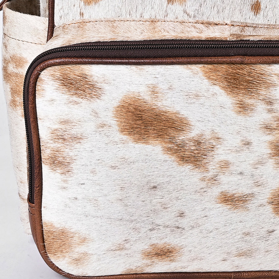 American Darling Western Leather Backpack Bag with Hair-On Cowhide, Genuine Full-Grain Leather, Eco-Friendly Vegetable-Tanned Build, Spacious Interior, YKK Zipper