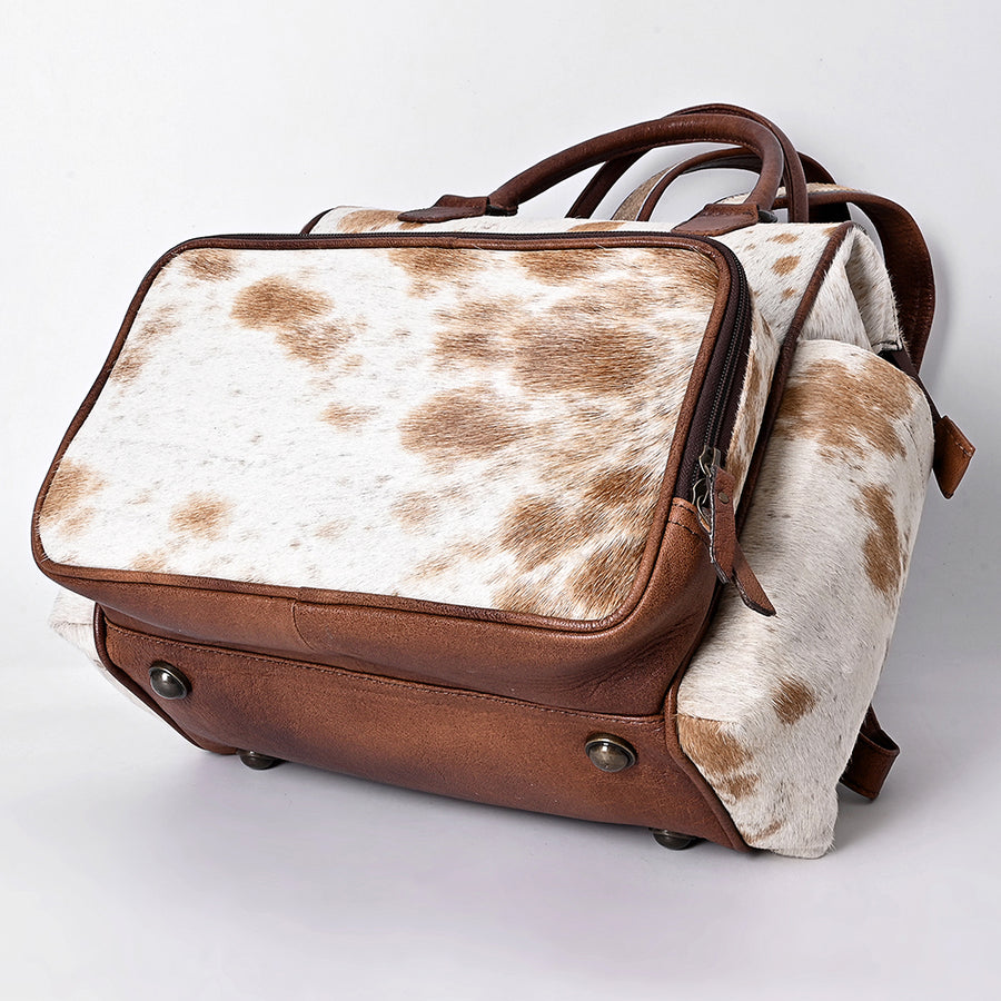 American Darling Western Leather Backpack Bag with Hair-On Cowhide, Genuine Full-Grain Leather, Eco-Friendly Vegetable-Tanned Build, Spacious Interior, YKK Zipper