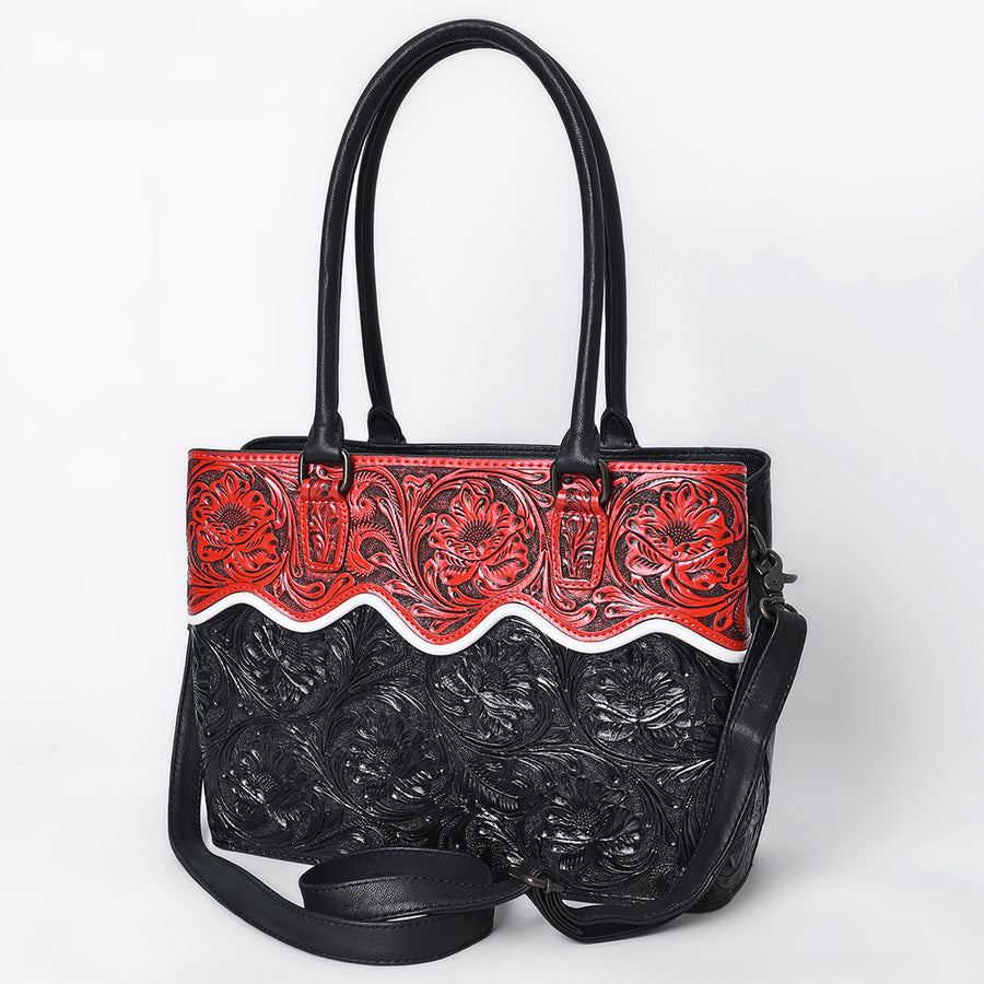 American Darling Hand Tooled Western Leather Tote Bag | Floral Carved Genuine Leather - Uhorse