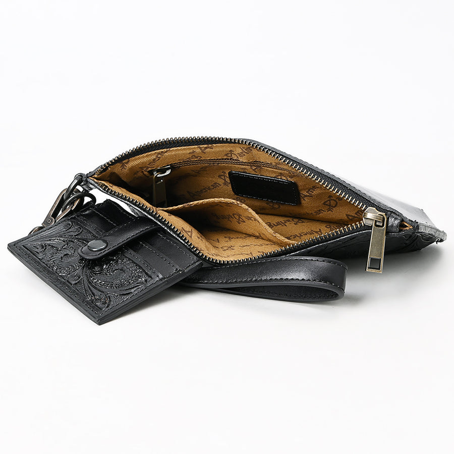 American Darling Wristlet Beautifully Hand Tooled Genuine Leather Women Bag Western Handbag Purse