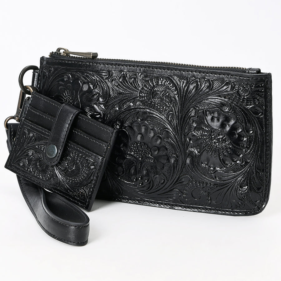 American Darling Wristlet Beautifully Hand Tooled Genuine Leather Women Bag Western Handbag Purse - Uhorse