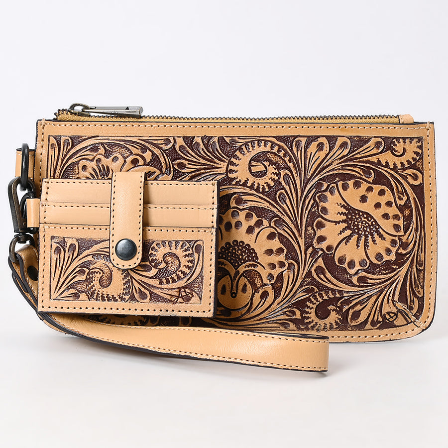 American Darling Wristlet Beautifully Hand Tooled Genuine Leather Women Bag Western Handbag Purse