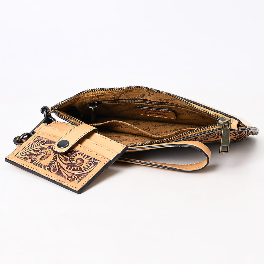 American Darling Wristlet Beautifully Hand Tooled Genuine Leather Women Bag Western Handbag Purse