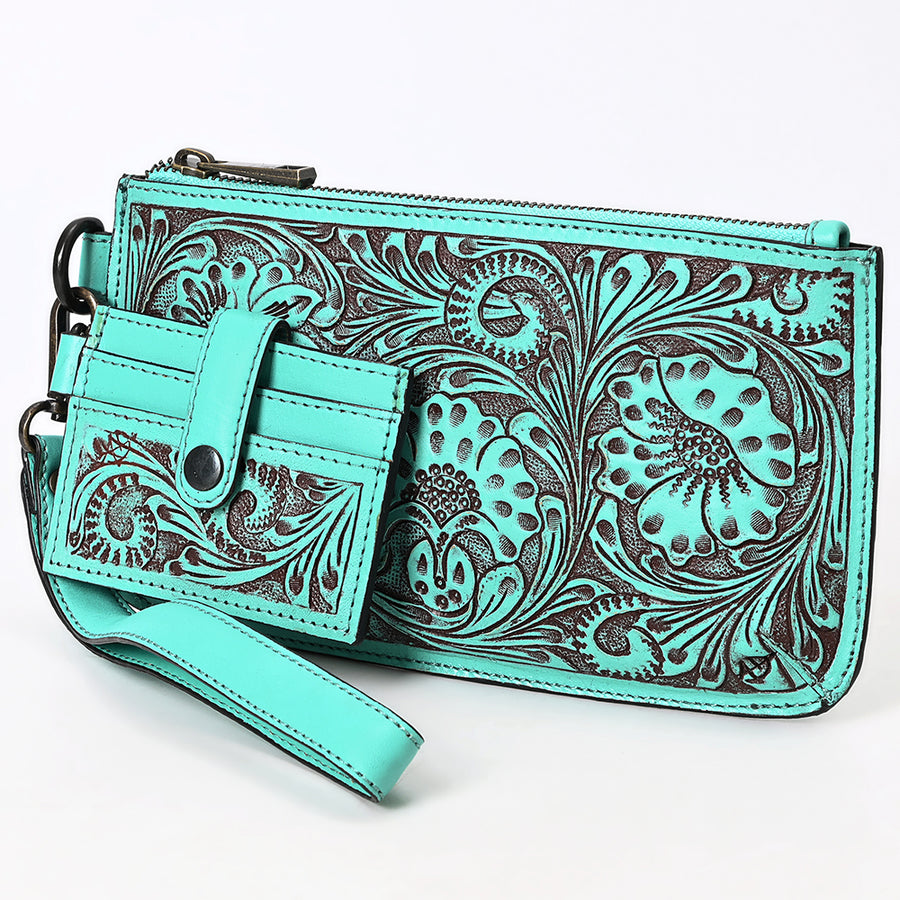 American Darling Wristlet Beautifully Hand Tooled Genuine Leather Women Bag Western Handbag Purse