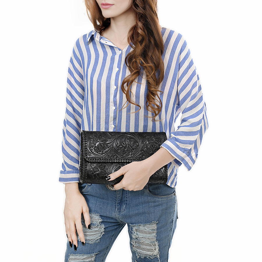 American Darling Clutch Beautifully Hand Tooled Genuine Leather women bag western handbag purse
