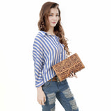 Clutch Beautifully Hand Tooled Genuine Leather women bag western handbag purse