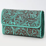 Clutch Beautifully Hand Tooled Genuine Leather women bag western handbag purse