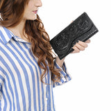 Clutch Beautifully Hand Tooled Genuine Leather women bag western handbag purse