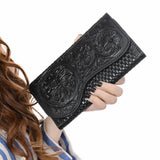 Clutch Beautifully Hand Tooled Genuine Leather women bag western handbag purse