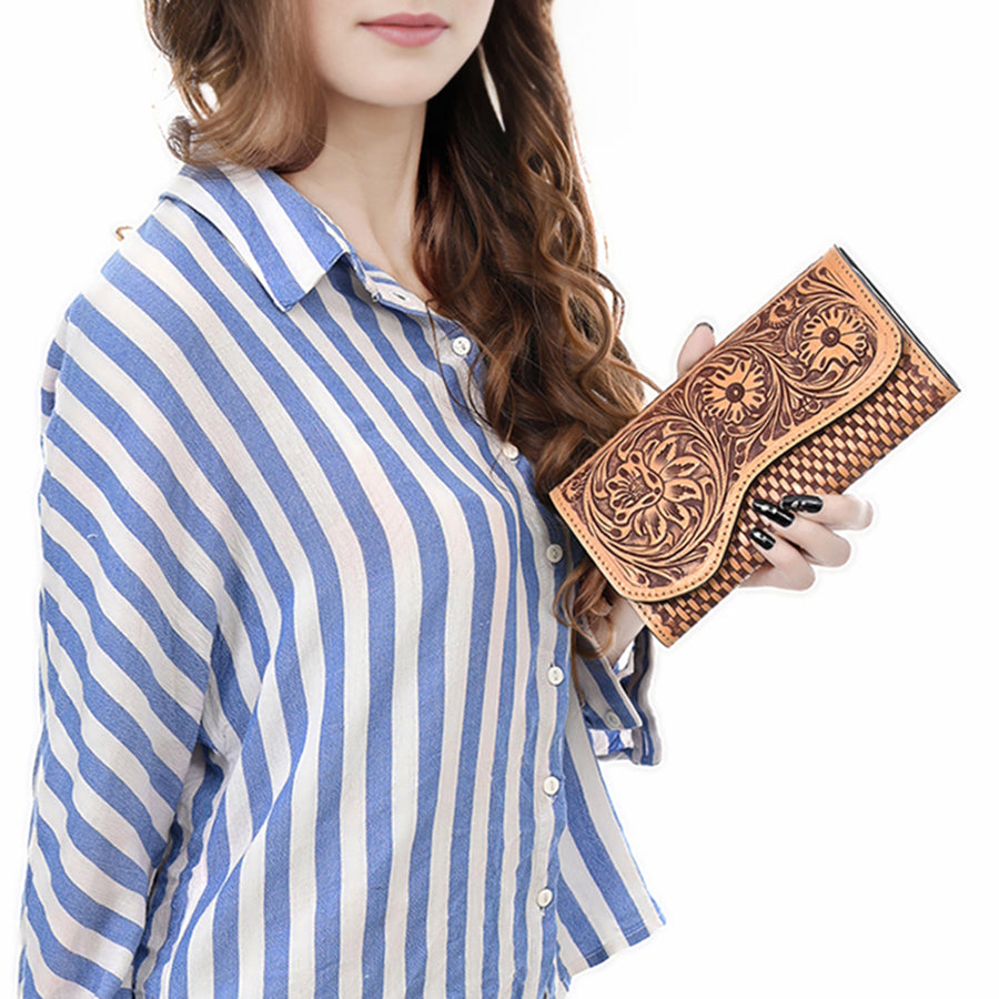 American Darling Clutch Beautifully Hand Tooled Genuine Leather women bag western handbag purse