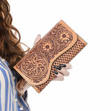 Clutch Beautifully Hand Tooled Genuine Leather women bag western handbag purse