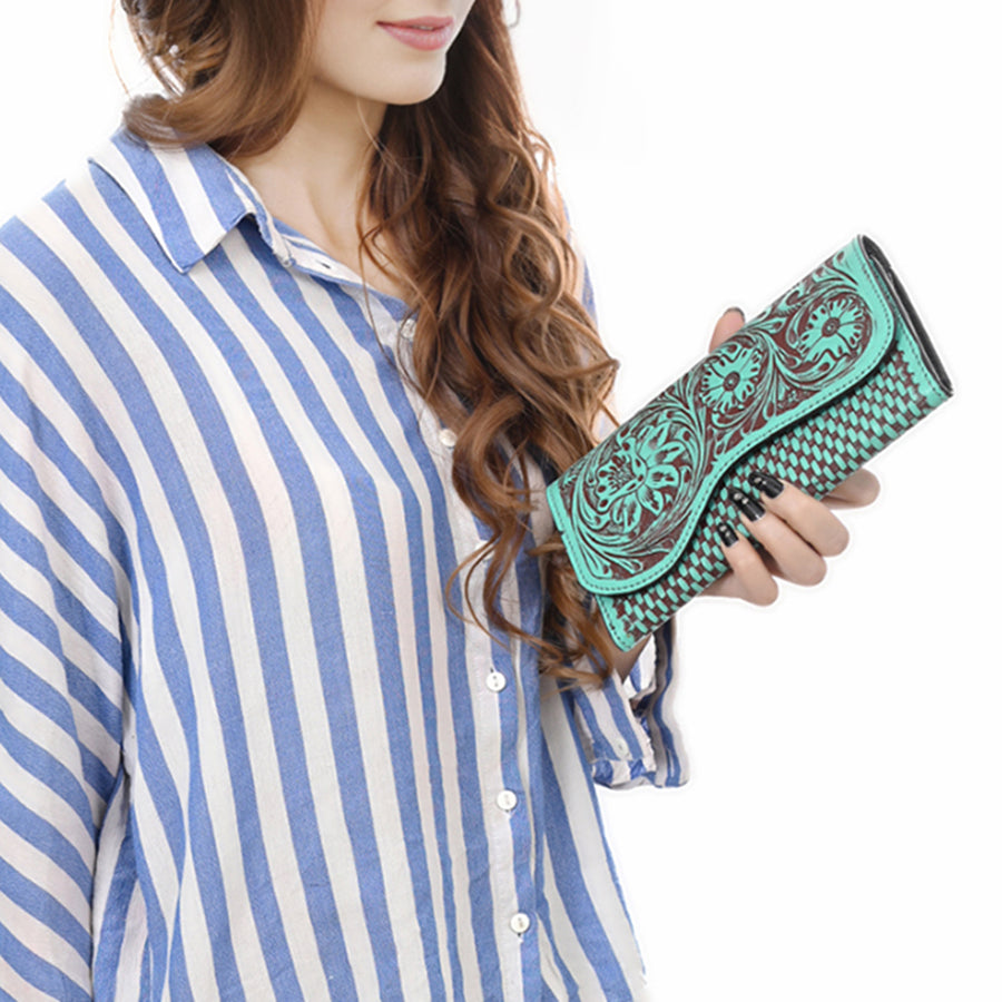 American Darling Clutch Beautifully Hand Tooled Genuine Leather women bag western handbag purse