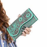 Clutch Beautifully Hand Tooled Genuine Leather women bag western handbag purse