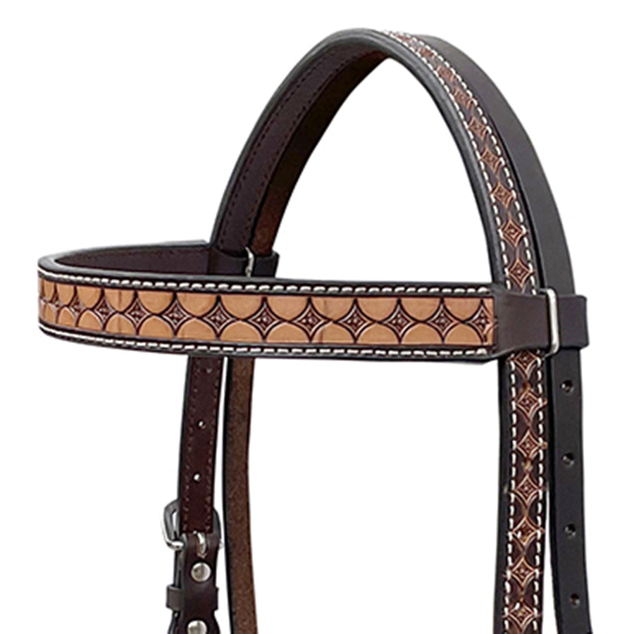 BAR H EQUINE Western Handtooled Leather Horse Headstall & Breast Collar Set | Tack