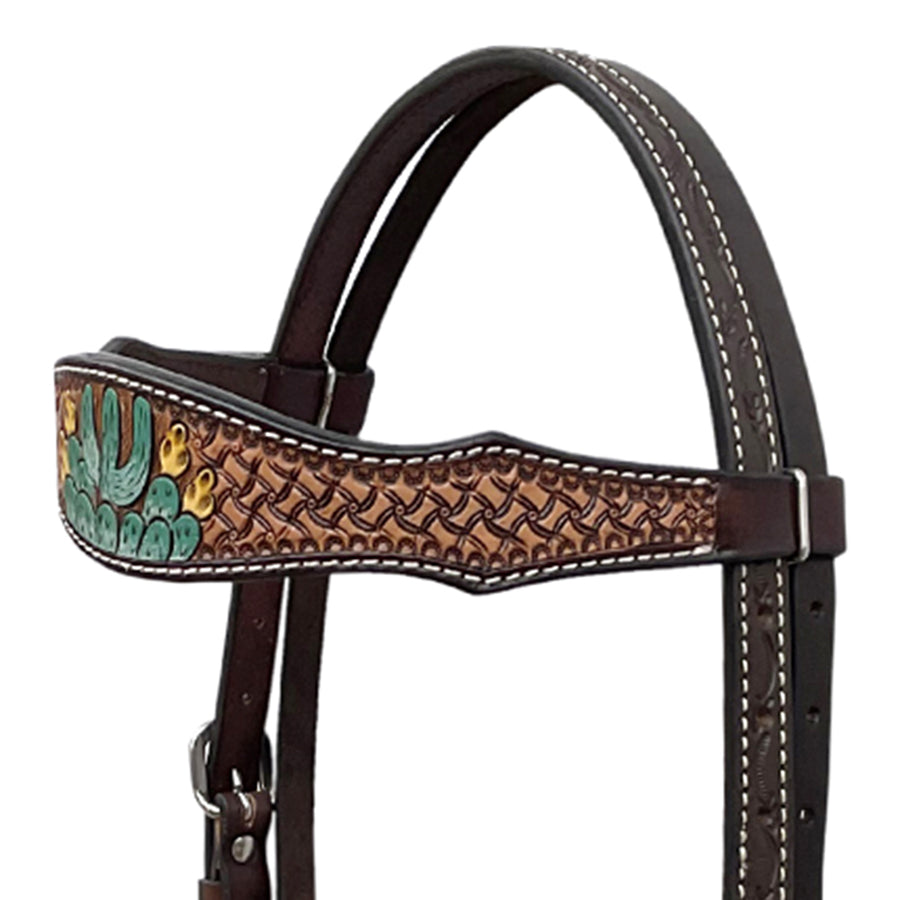 BAR H EQUINE Western Handtooled Leather Horse Headstall & Breast Collar Set | Tack