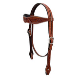 BAR H EQUINE Western Handtooled Leather Horse Headstall & Breast Collar Set