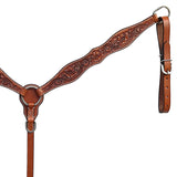 BAR H EQUINE Western Handtooled Leather Horse Headstall & Breast Collar Set