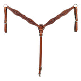 BAR H EQUINE Western Handtooled Leather Horse Headstall & Breast Collar Set