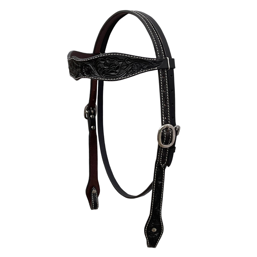 BAR H EQUINE Western Handtooled Leather Horse Headstall & Breast Collar Set | Tack