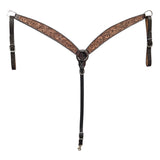 BAR H EQUINE Western Handtooled Leather Horse Headstall & Breast Collar Set