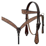 BAR H EQUINE Western Handtooled Leather Horse Headstall & Breast Collar Set