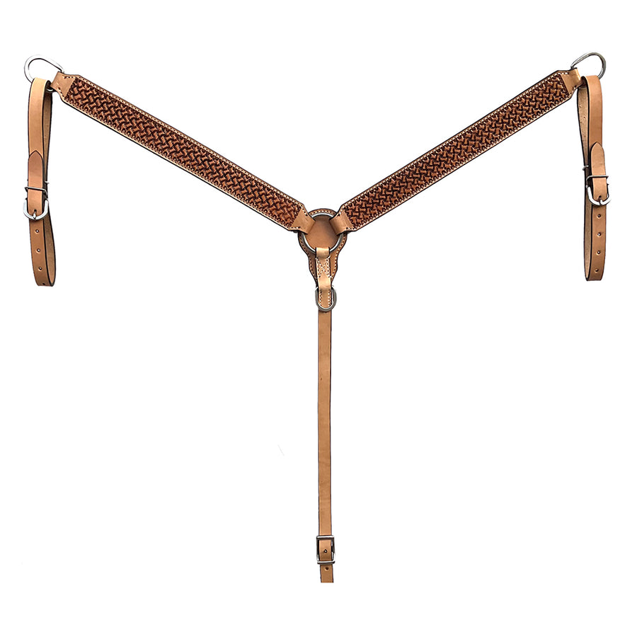BAR H EQUINE Western Handtooled Leather Horse Headstall & Breast Collar Set | Tack