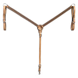 BAR H EQUINE Western Handtooled Leather Horse Headstall & Breast Collar Set