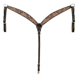 BAR H EQUINE Western Handtooled Leather Horse Headstall & Breast Collar Set