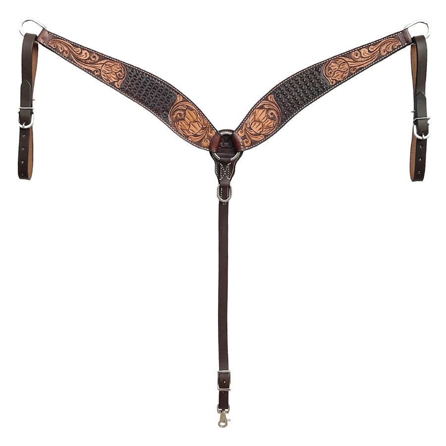 BAR H EQUINE Western Handtooled Leather Horse Headstall & Breast Collar Set | Tack