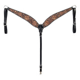 BAR H EQUINE Western Handtooled Leather Horse Headstall & Breast Collar Set