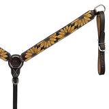 BAR H EQUINE Western Handtooled Leather Horse Headstall & Breast Collar Set