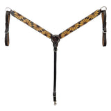 BAR H EQUINE Western Handtooled Leather Horse Headstall & Breast Collar Set