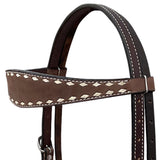 BAR H EQUINE Western Handtooled Leather Horse Headstall & Breast Collar Set