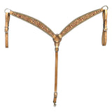 BAR H EQUINE Western Handtooled Leather Horse Headstall & Breast Collar Set