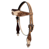 BAR H EQUINE Western Handtooled Leather Horse Headstall & Breast Collar Set