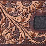 BAR H EQUINE Genuine Leather Rodeo Bifold Money Clip Wallet For Men Women Brown With Floral Hand Carved Tooled