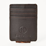BAR H EQUINE Hand-Tooled Genuine Leather Money Clip Wallet Floral Carved | Western Style Card & Cash Holder