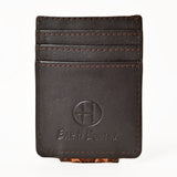 BAR H EQUINE Hand-Tooled Genuine Leather Money Clip Wallet Floral Carved | Western Style Card & Cash Holder